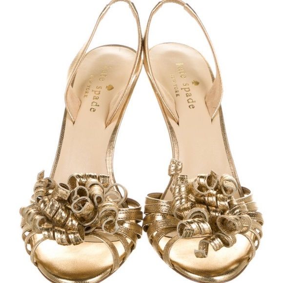 kate spade Shoes - KATE SPADE Womens Gold Leather Slingback High Heel